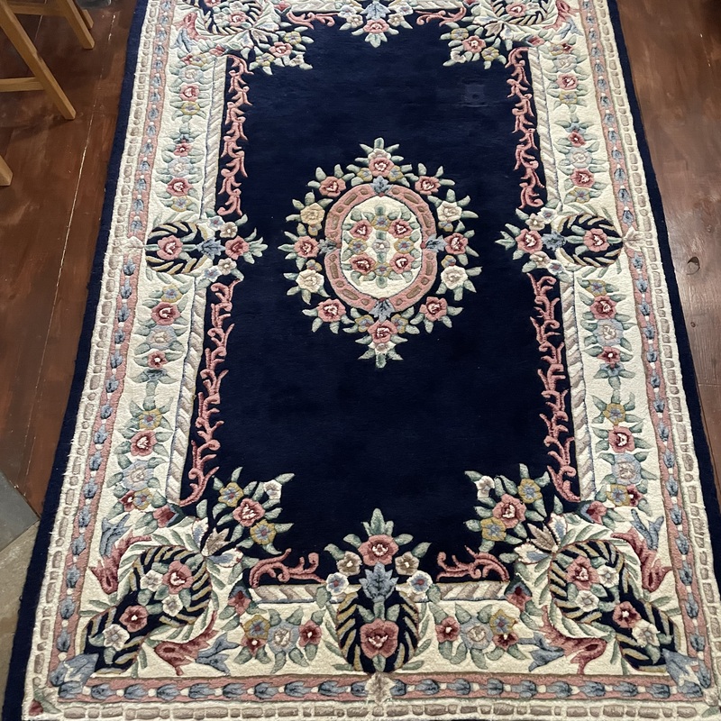 Navy, white and pink Capel rug