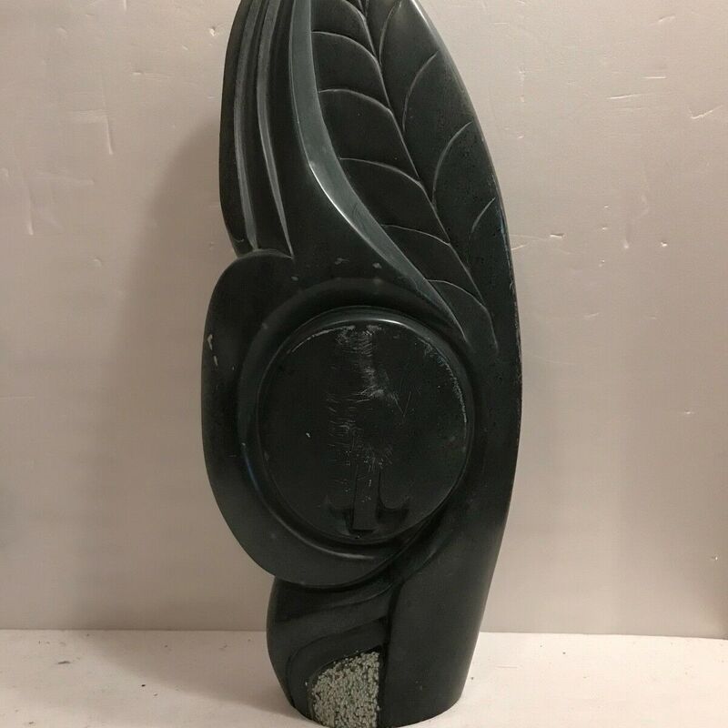 MODERN BLUE STONE INUIT CARVED AND SIGNED?